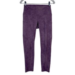 Cloak Hidden in Plain Sight Leggings Side Pockets in Purple Crinkle Print‎ Sz M